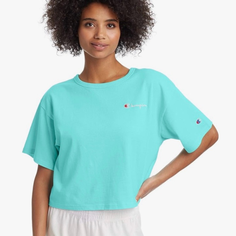 Champion Cropped Cotton Short Sleeve Athletic T-Shirt Womens M